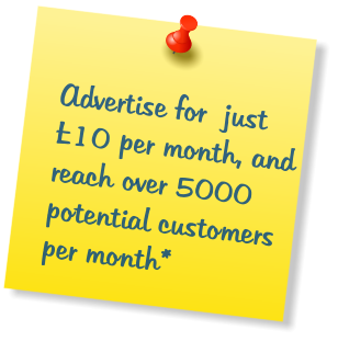 Advertise for  just 10 per month, and reach over 5000 potential customers per month*