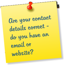 Are your contact details correct - do you have an email or website?