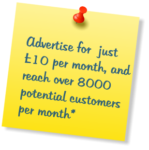 Advertise for  just 10 per month, and reach over 8000 potential customers per month*